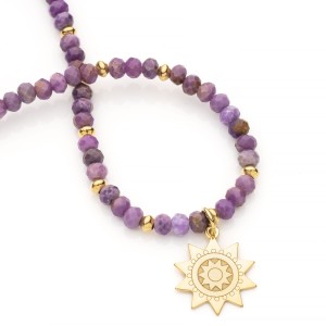 Choker z fosfosyderytu, srebro pozłacane