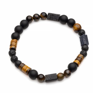 Męska bransoleta z kamieni naturalnych i szlachetnych szafirów