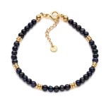 Bransoletka z czarnych pereł słodkowodnych, srebro pozłacane