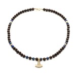 Naszyjnik z egzotycznej  gruszy chińskiej i lapisu lazuli z młotem Thora- Mjolnir