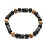 Elastyczna bransoleta męska z onyksu, jaspisu krajobrazowego i czarnego turmalinu 