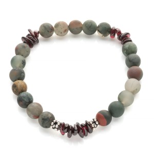 Męska bransoleta z granatu i heliotropu 