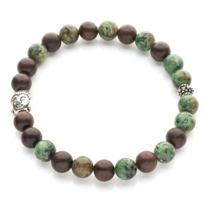 Męska bransoleta z turkusu afrykańskiego i egzotycznej gruszy chińskiej