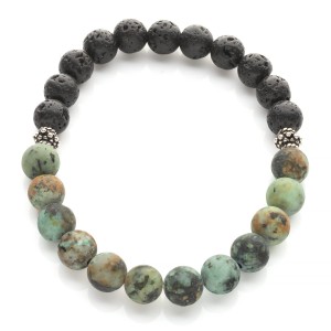 Męska bransoleta z turkusu afrykańskiego i lawy