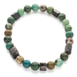 Męska bransoleta z chryzokoli i hiperstenu