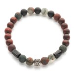 Męska bransoleta z egzotycznego mahoniu i kamieni naturalnych