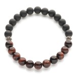 Męska bransoleta z matowego onyksu i bawolego oka