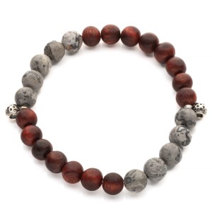 Męska bransoleta z egzotycznego hebanu i jaspisu 