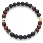 Bransoletka z onyksu, bawolego oka i trzech rodzajów srebra