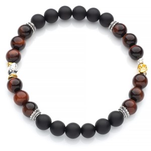 Bransoletka z onyksu, bawolego oka i trzech rodzajów srebra