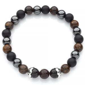 Bransoletka z kamieni naturalnych , ciemno-fioletowych turmalinów i srebra