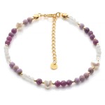 Bransoletka z rubinem i perłami, srebro pozłacane