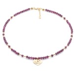 Naszyjnik z rubinów, srebro pozłacane