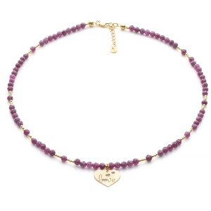 Naszyjnik z rubinów, srebro pozłacane