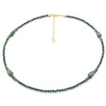 Naszyjnik z malachitu, srebro pozłacane