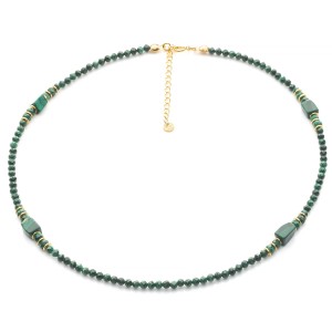 Naszyjnik z malachitu, srebro pozłacane