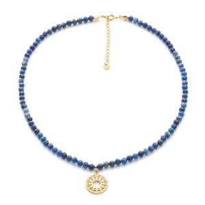 Naszyjnik z Lapis Lazuli, srebro pozłacane