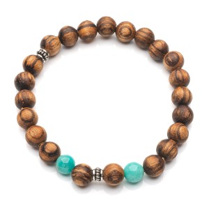 Męska bransoleta z egzotycznego zebrano i amazonitu