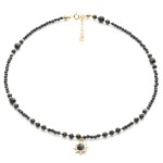Naszyjnik z czarnego turmalinu AAA z onyksem, srebro pozłacane