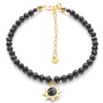 Bransoletka z turmalinu klasy AAA i onyksu, srebro pozłacane