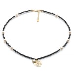 Naszyjnik z turmalinu klasy AAA i pereł słodkowodnych, srebro pozłacane