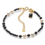 Bransoletka z turmalinu klasy AAA i pereł słodkowodnych, srebro pozłacane