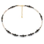 Naszyjnik z czarnego turmalinu klasy AAA i cytrynu, srebro pozłacane