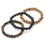 Zestaw (nie)zwykłych bransolet męskich z lawy wulkanicznej, tygrysiego oka i sandałowca złocistego