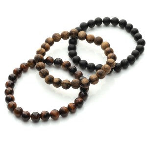 Zestaw (nie)zwykłych bransolet męskich z bawolego oka, egzotycznego zebrano i onyksu 