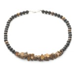 Naszyjnik z onyksu z tygrysim okiem w wersji szlifowanej i surowej, srebro