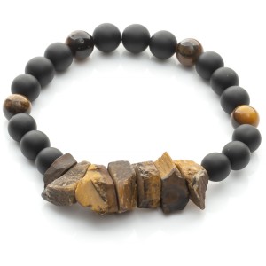 Bransoleta męska z onyksu i tygrysiego oka w formie szlifowanej i surowej