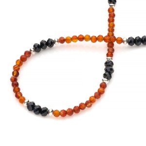 Choker z agatu karneolowego AA i szafirów, srebro