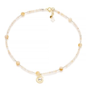 Choker z cytrynu i dwóch kolorów srebra z kryształem Gavbari